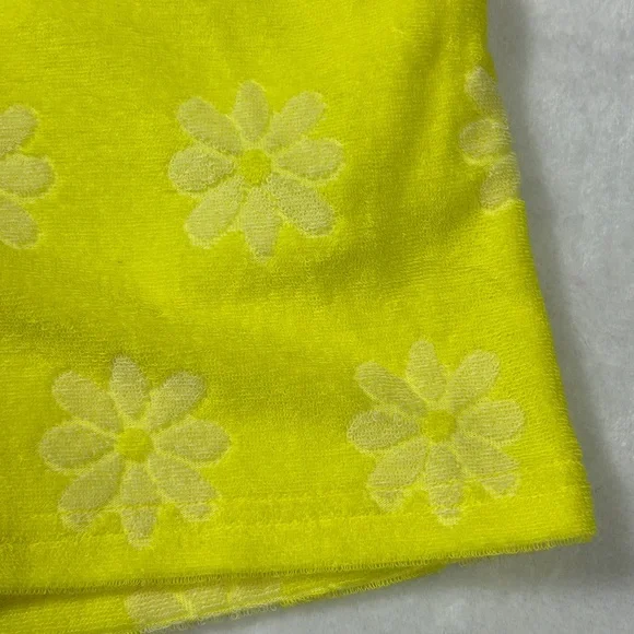 ENTRO Yellow & Beige Daisy Terri Cloth High Waist Shorts - Picture 7 of 12